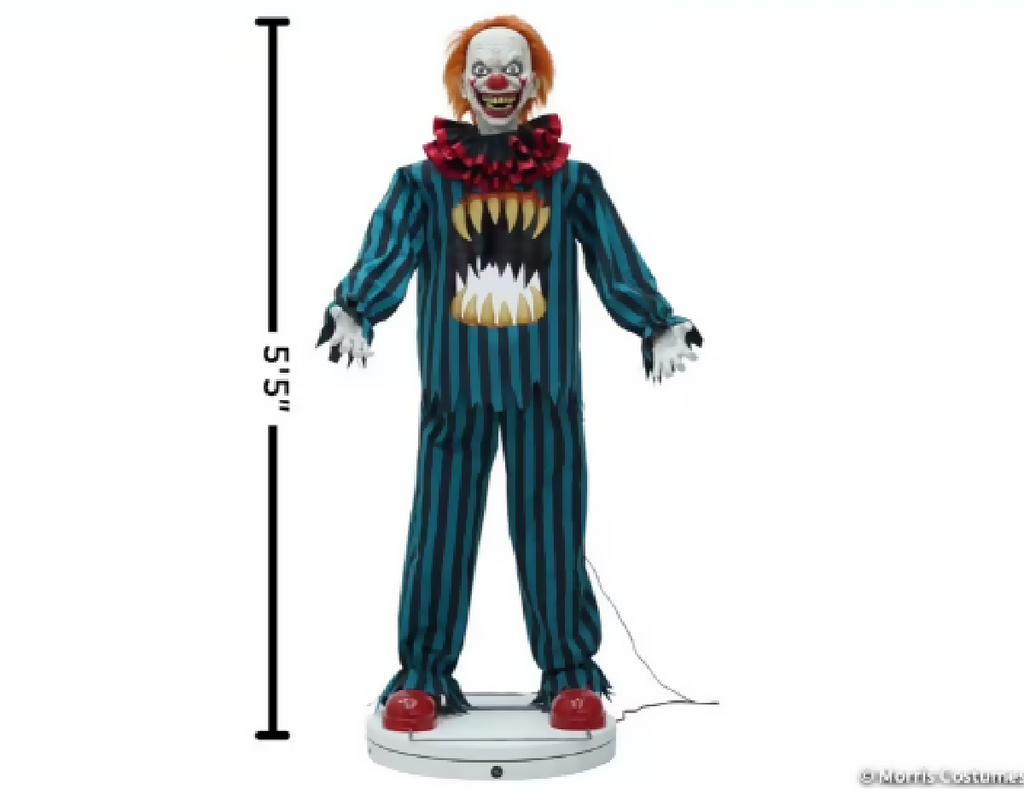 65 in hollow clown with teeth animated Halloween prop