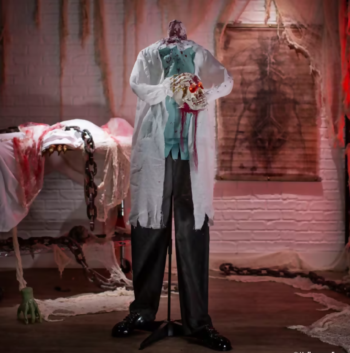 life size headless doctor animated Halloween prop