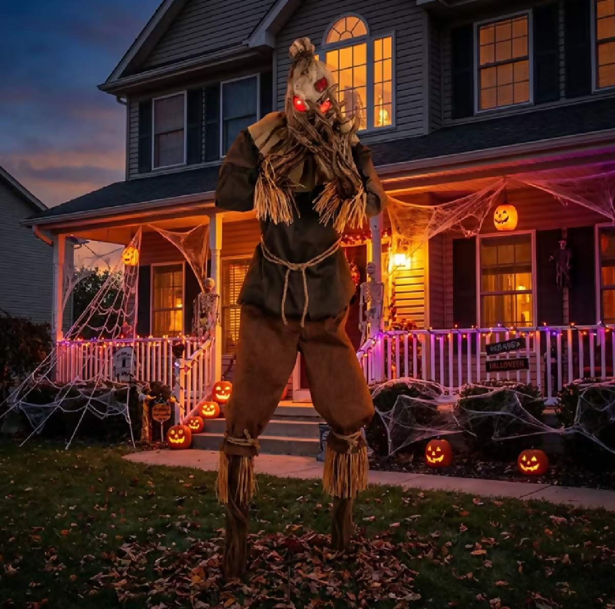 grim stalker scarecrow animated Halloween prop