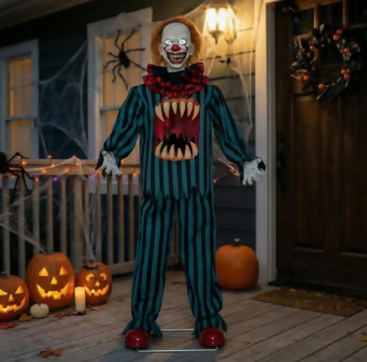 65 inch hollow clown with teeth scary animated Halloween prop